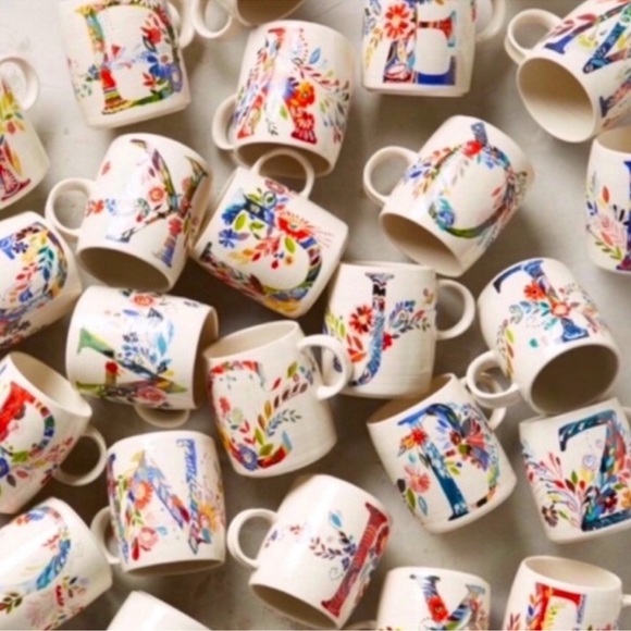 Anthropologie Petal Palette Floral Flowers Monogram S Mug Starla M Halfmann - Picture 12 of 12